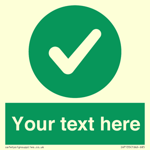 Custom green background, green circle with tick